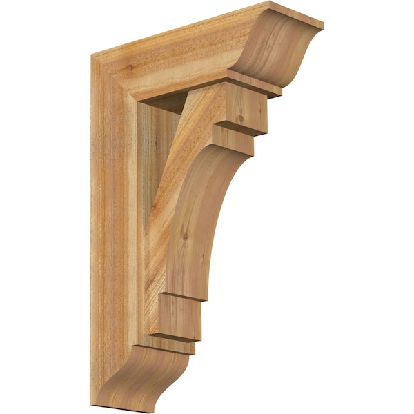 Ekena Millwork Merced Traditional Rough Sawn Bracket w/ Offset Brace, Western Red Cedar, 8"W x 22"D x 34"H BKT0806X22X34MRC01RWR - main